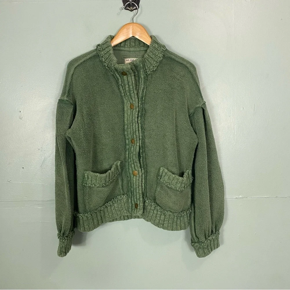 Free People Cute In This Cardi Green Cardigan Sweater XS